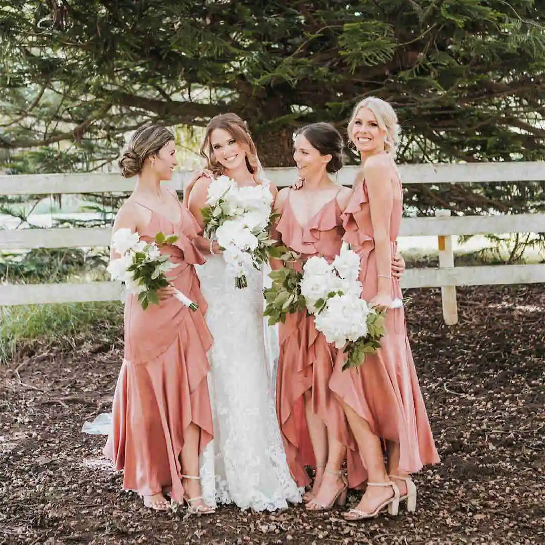 LTP1090,Elegant Peach Pink Bridesmaid Dress with HZ0307