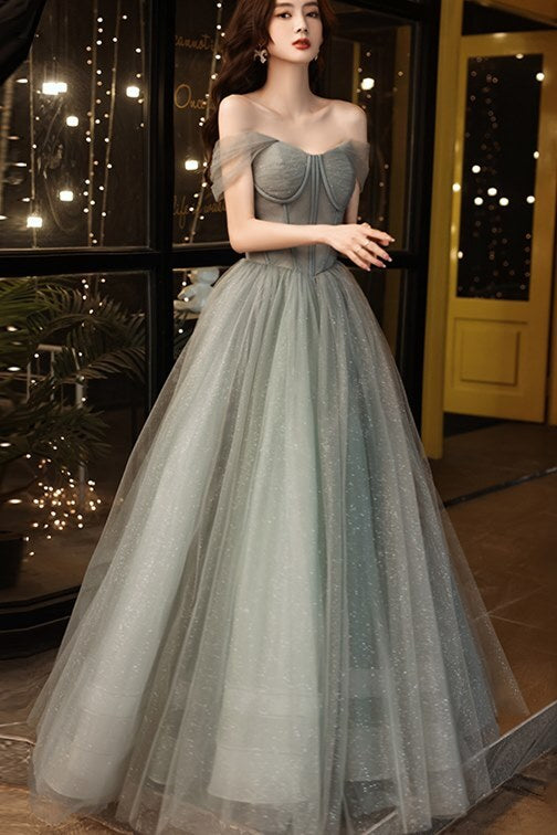 Off the Shoulder Grey Formal HZ0307