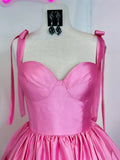 Cute Barbie Pink A-Line Satin Homecoming Dresses Mini Birthday Dresses, HZ0307