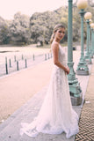LTP0805,White long lace wedding dresses v-neck sweep train wedding HZ0307