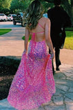 LTP0817,Glitter pink evening dresses sequin cross back prom HZ0307