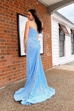 Straps Light Blue Sequin Mermaid Party HZ0307